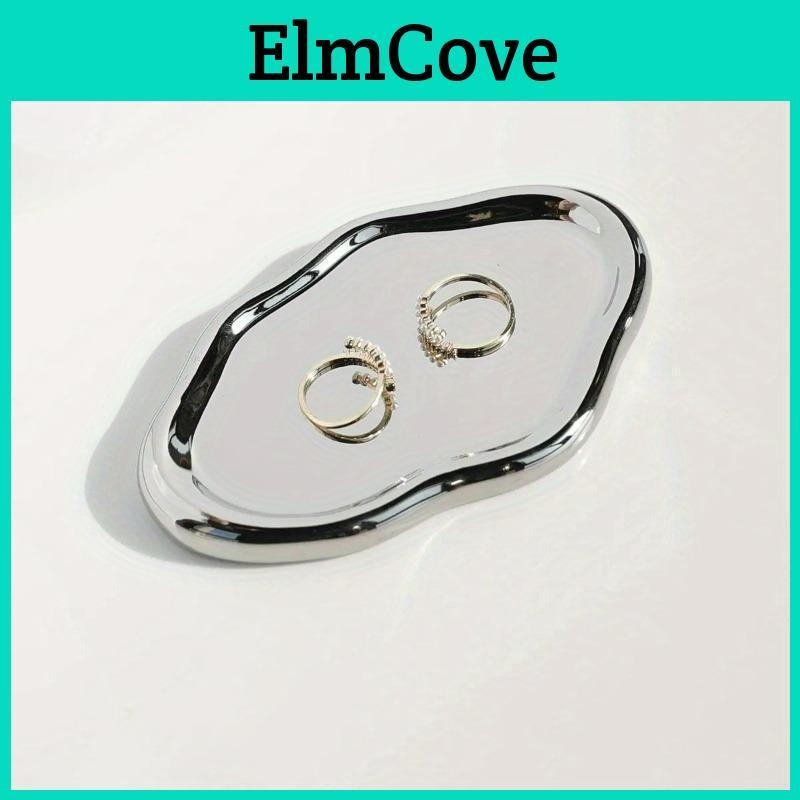 1pc Ceramic Jewelry Lrregular Tray For Jewelry Display And Key Storage Desktop Decorative Ornament
