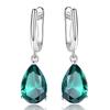 925 Sterling Silver Topaz Drop Earrings  for Women High Quality Gemstone Simple Blue Emerald  Wedding Party Fashion Jewelry Gift