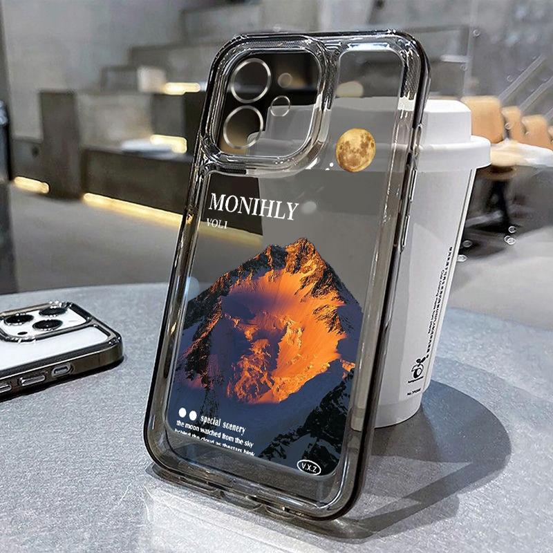

Чехол для телефона с пейзажем Лунной горы для iPhone 17 16 15 14 13 12 11 Pro Max Mini X XS XR 7 8 Plus SE Ударопрочный прозрачный чехол iPhone 13