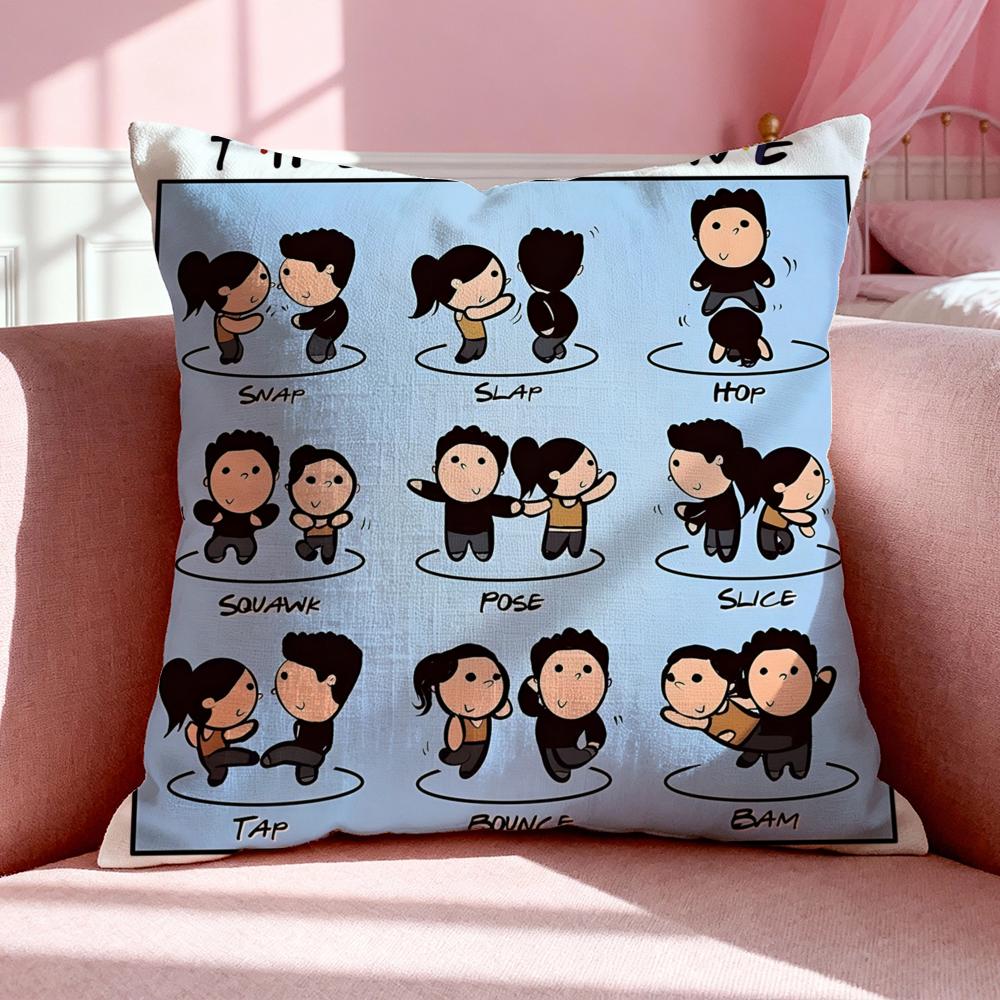 Tv F-Friends Cushion Cover Breathable Linen Pillowcase Summer Odorless Eco-Friendly Invisible Zipper Washable