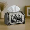 1pc Party Tissue Box, Rustic Nordic Style, Versatile Tissue Holder, Moose Forest Moon Design, Outdoor Party Essentials, Daily Desktop Tissue Storage, 