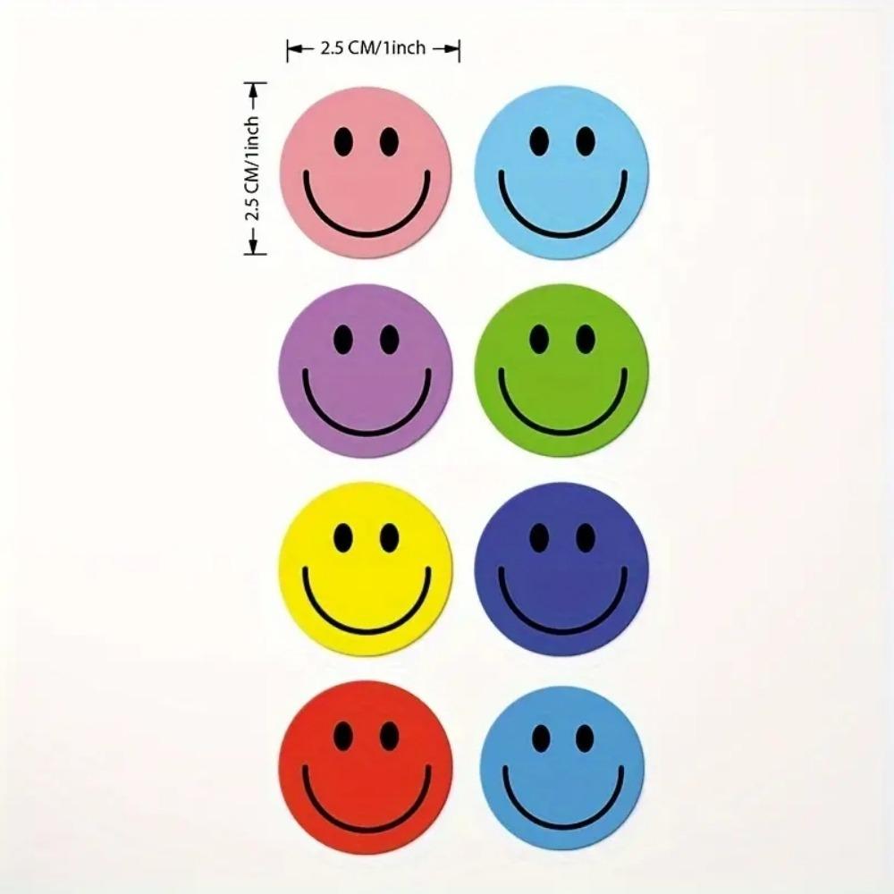 500pcs Smiling Face Paper Stickers, Round Stationery Stickers, Suitable for Teachers, Parents, Classroom, Learning Rewards, Gift