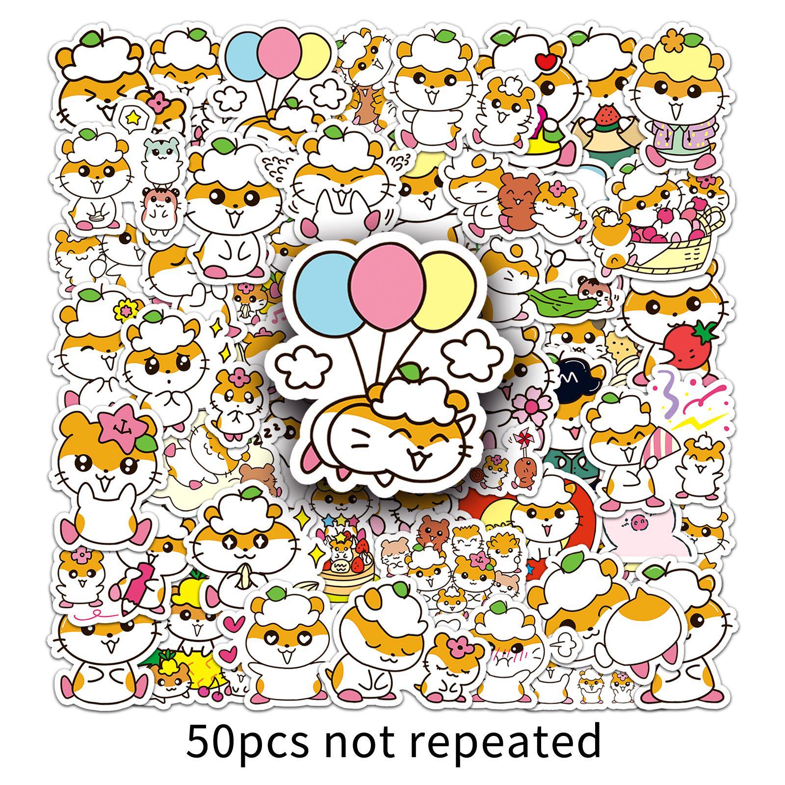 

50 Cute Coca-Cola Bell Sanrio Animal Stickers: Hamster & Squirrel Waterproof Decoration for Notebooks