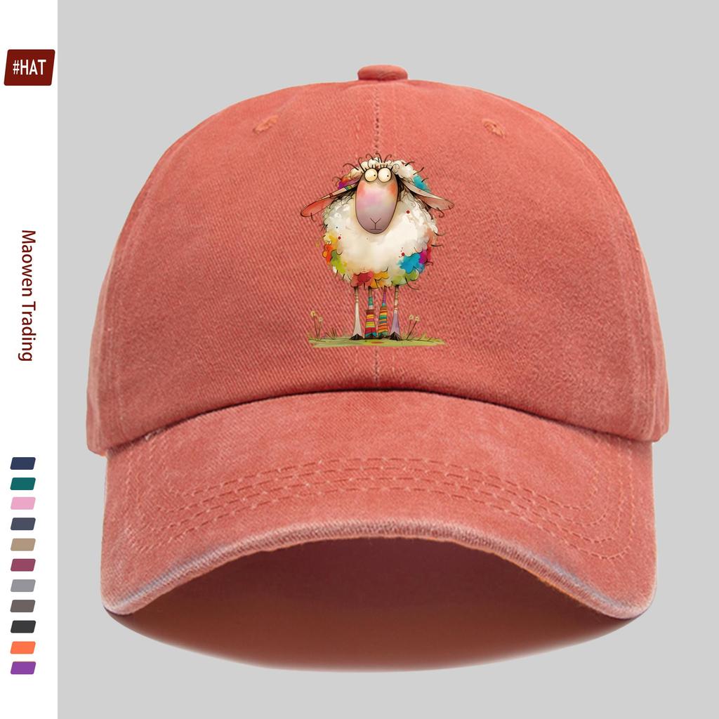 pc Cute Animal Series Printed Sun Hat Comfortable Lightweight Dreamy Style Sheep Print Trucker Hat Adjustable Strap Washable
