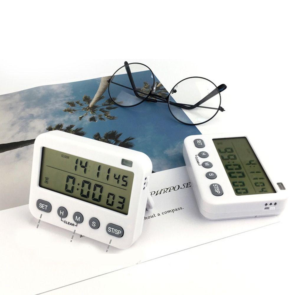 Dual Screen Kitchen Timer Vibration Cooking Timer LCD Reminder Timer  for Students' Learning