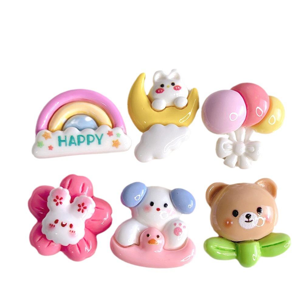 Cute Cartoon Rainbow Bunny Balloon Resin Accessories For Diy Hair Accessories And Phone Cases