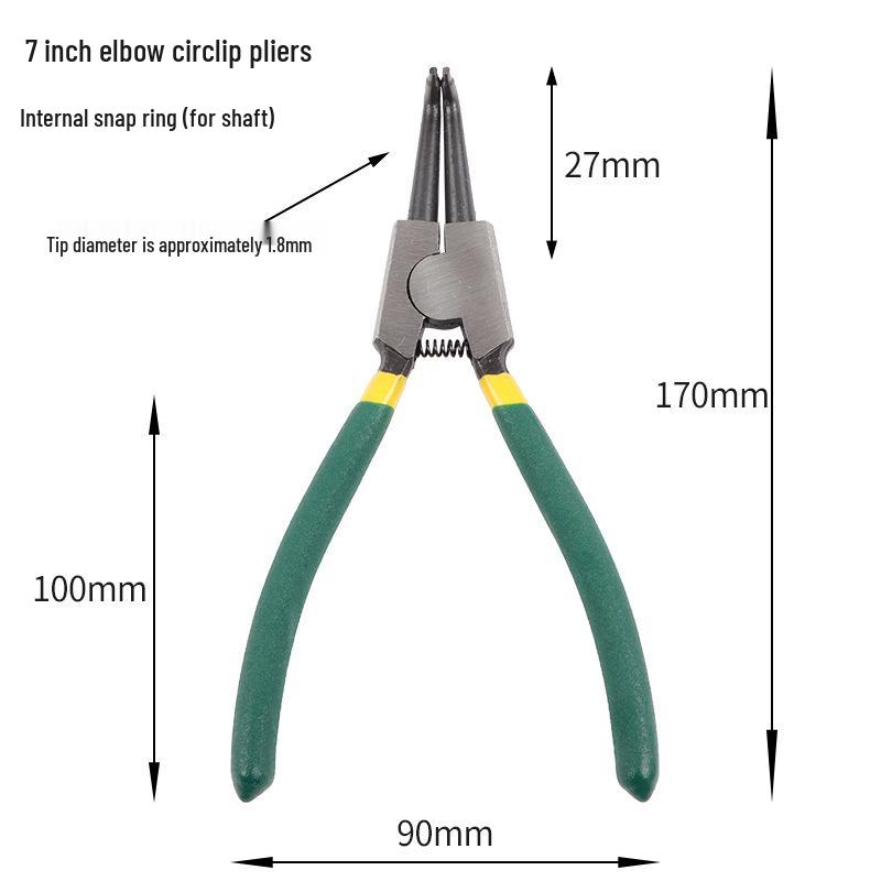 

7-Inch Multi-Functional Circlip Pliers Set: Expandable for Shaft, Inner and Outer Bend, Straight Use.