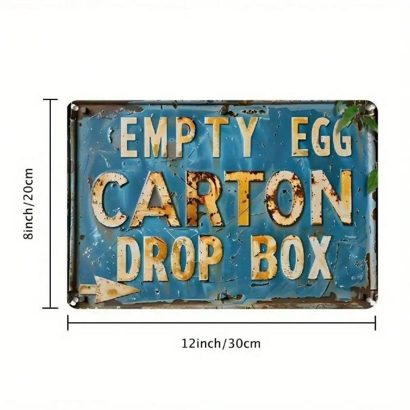 Vintage Egg Carton Metal Sign Wall Decor Farmhouse Kitchen Rustic Art