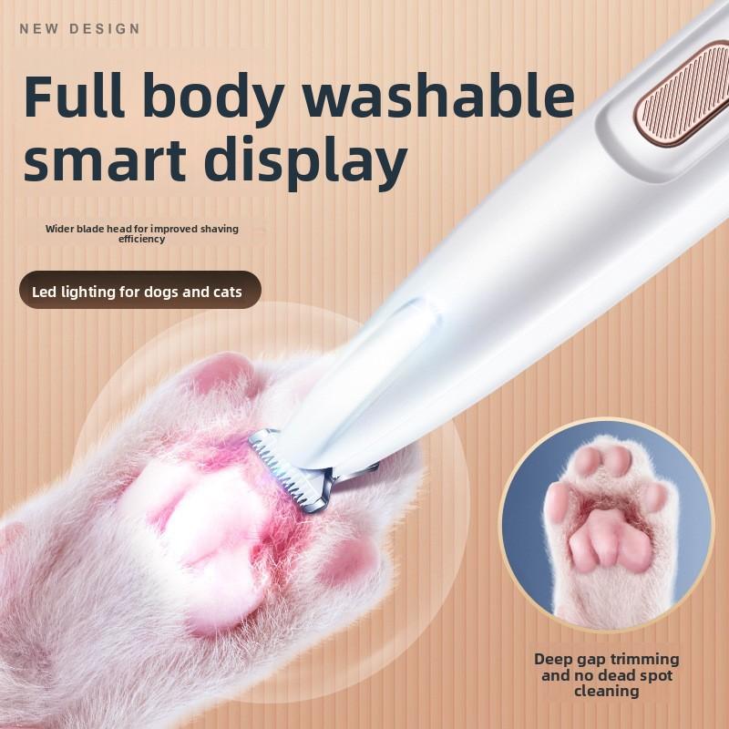 Waterproof LED Light Dog and Cat Foot Hair Trimmer, Pet Foot Hair Trimmer, Rechargeable Electric Clipper with Light for Dog Hair Trimming