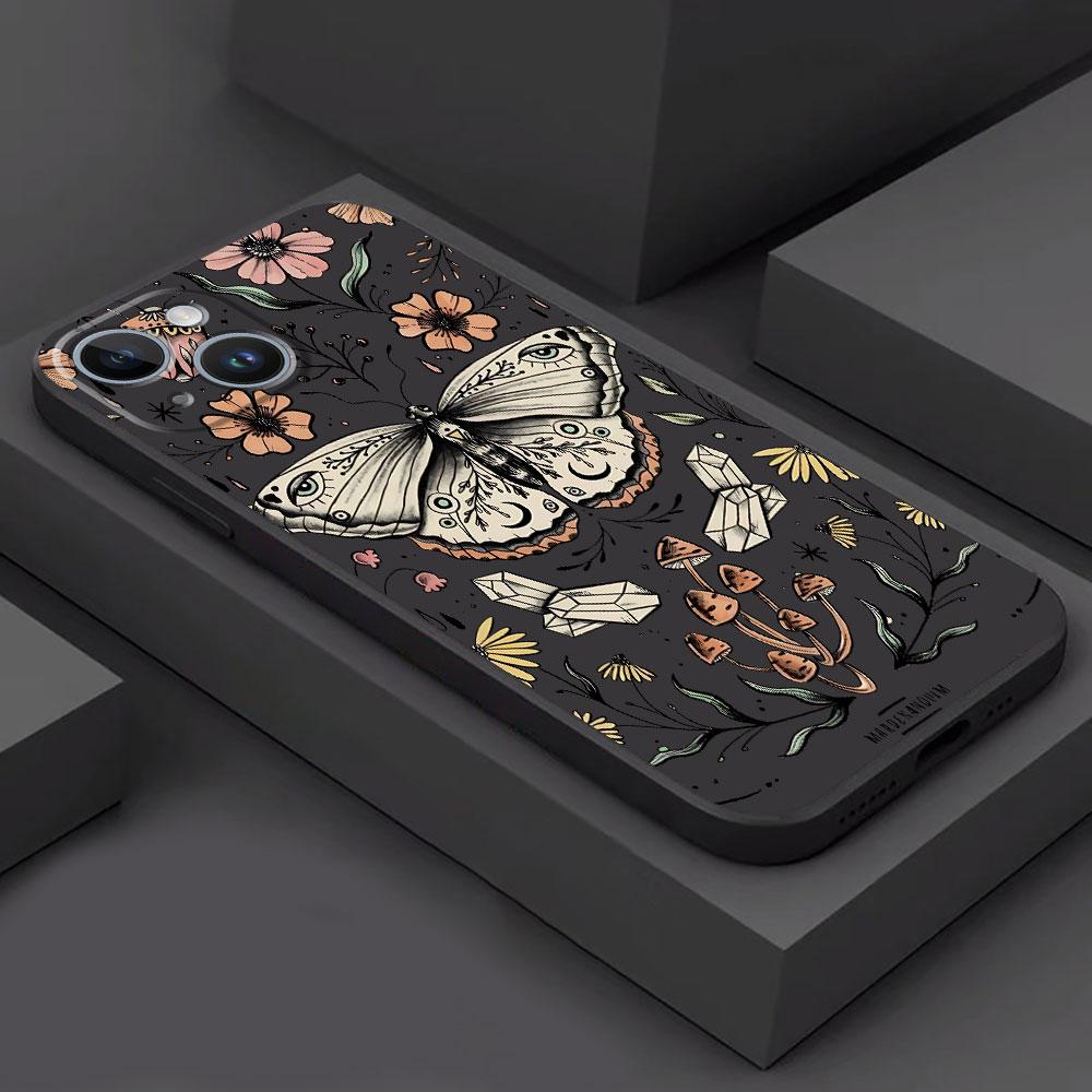 Schmetterlingsblumen-Kunst-Hülle für Google Pixel 7 Pro 7a 8 Pro 6a 6 Pro Schwarz Weiche Hülle