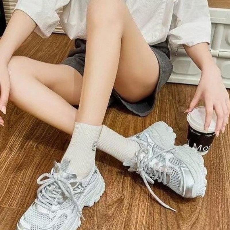 Sneakers Internet Celebrities with the Same Platform Dad Shoes Women's 2025 Autumn New Lace-up Casual Shoes Single Shoes Increase 6cm