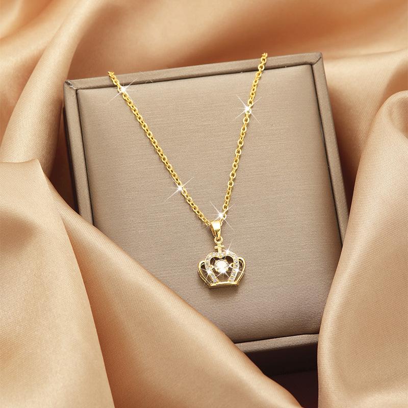 Luxury Shiny Stainless Steel 18k Gold Zircon Heart Butterfly Pendant Necklace Women Boutique Pearl Flower Leaf Necklace for Gift fashion