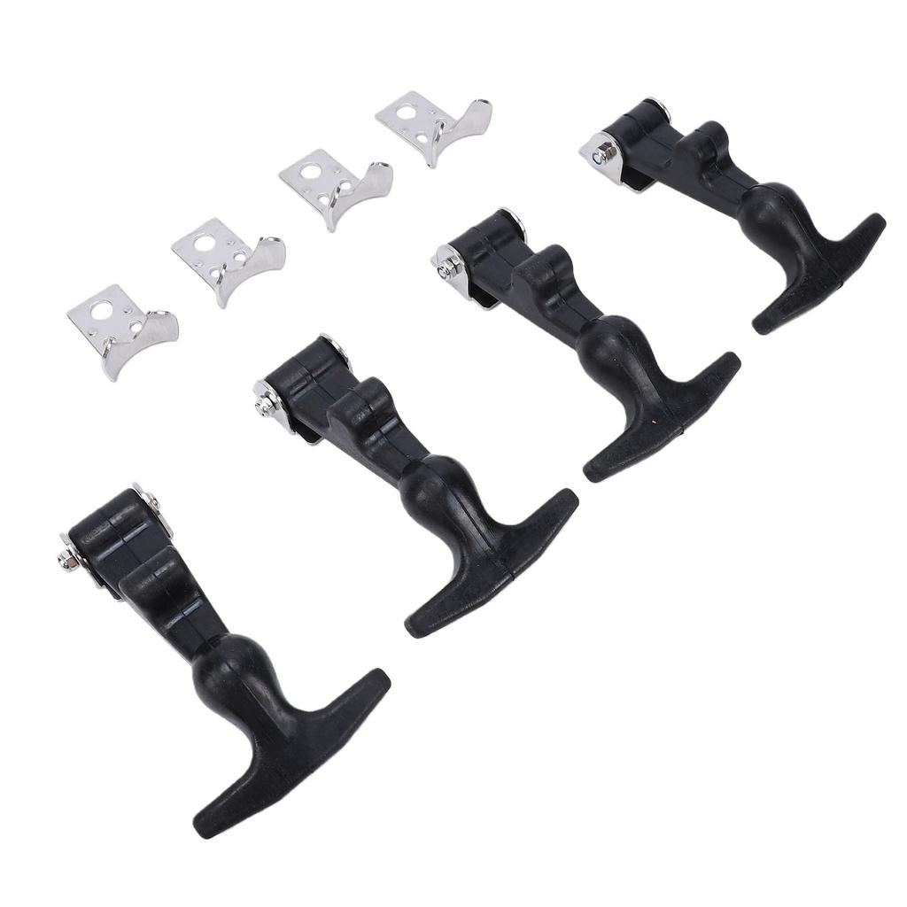 4Pcs Elastic Stainless Steel Rubber Hood Catch Flexible T Handle Hasp Rubber Flexible Draw Latches with Brackets for