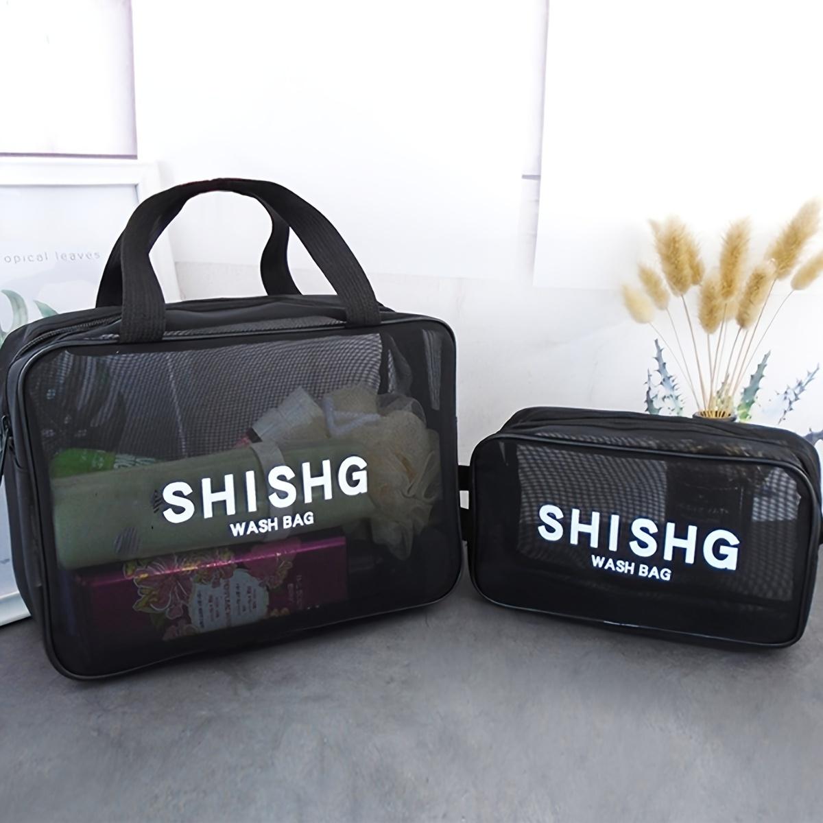 

Black Mesh Portable Shower Bag for Men and Women, Portable Toiletry Bag, Makeup Storage Bag, One Piece чёрный
