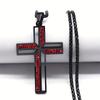 New Men's Stainless Steel Cross Necklace with Diamonds, Vacuum Plating, Non-fading Hip-hop Accessories