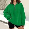 Women's Casual Fashion Long Sleeve Solid Color Zip Hooded Sweatshirt Top With Pocket