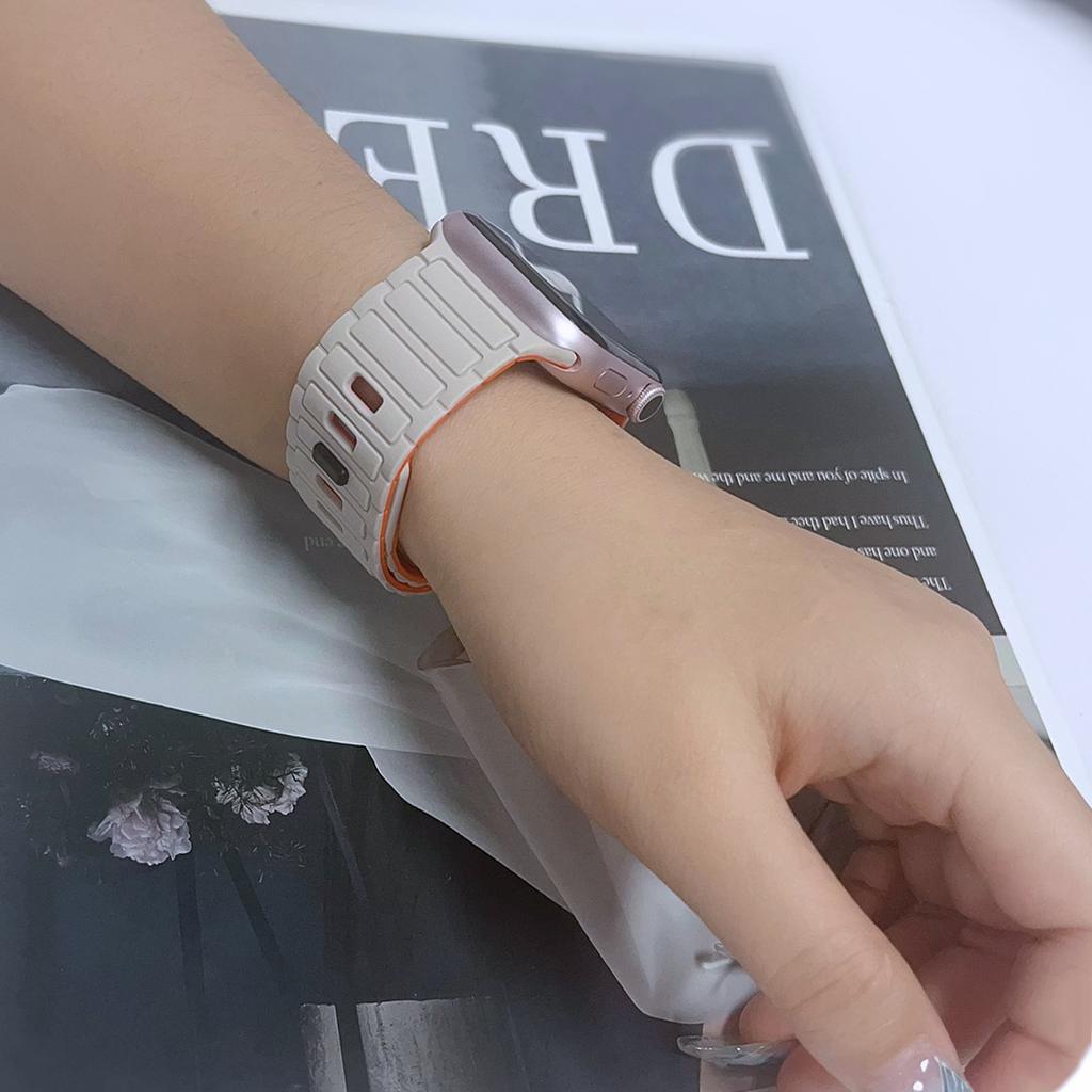 Magnetic Loop For Apple Watch Band 45mm 44mm 40mm 41mm 46mm Silicone Bracelet iWatch Series 10 9 8 7 6 5 se Ultra 2 strap 49mm