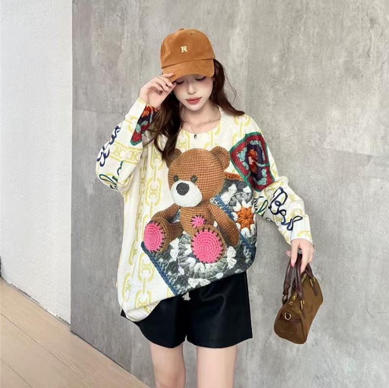 Stylish Plus Size Women's Cartoon Print Slimming Sweater - New 2025 Fashion