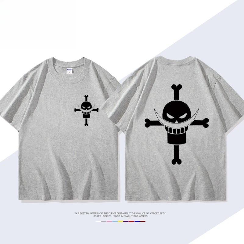 ONE PIECE Derivados de Animação Barba Branca Edward·Newgate Camiseta de Manga Curta Estampada Moda Masculina Feminina Top Solto de Algodão