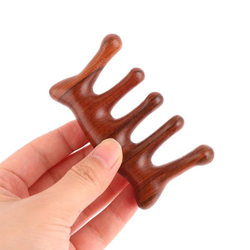 Holztherapie Massagekamm Kopf Gesicht Kopfhaut Gua Sha Massagegerät Natürliches Gesichts-Sandelholz Breitzahn Gua Sha Schaben Körpermassage