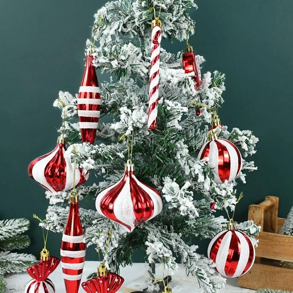 14pcs/set Lollipop Xmas Tree Hanging Pendants Red Christmas Tree Hanging Ornaments Party