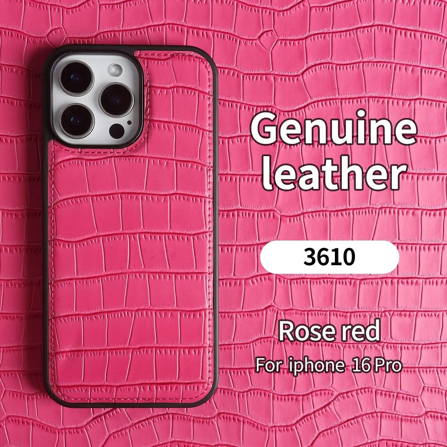 

Премиальный чехол из натуральной кожи с узором крокодила для iPhone 16 Pro Max 15 14 13 12 11 XR Задняя крышка из коровьей кожи Защитный чехол Capa Genuine Leather