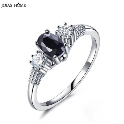 S925 Sterling Silver Royal Blue Personalized Simple High Grade Ring Refers To Women's Black Spinel Ring Headdress Jewelry