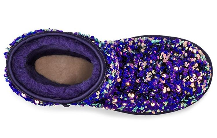 UGG Classic Short Stellar Sequin Snow Boots Black/Blue/Purple Women's 1112514-MDL
