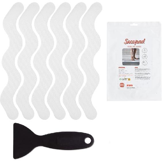 Patented 36 PCS Anti Slip Shower Stickers, Safety Bathtub Strips Adhesive Decals with Premium Scraper for Bath Tub Shower Stairs