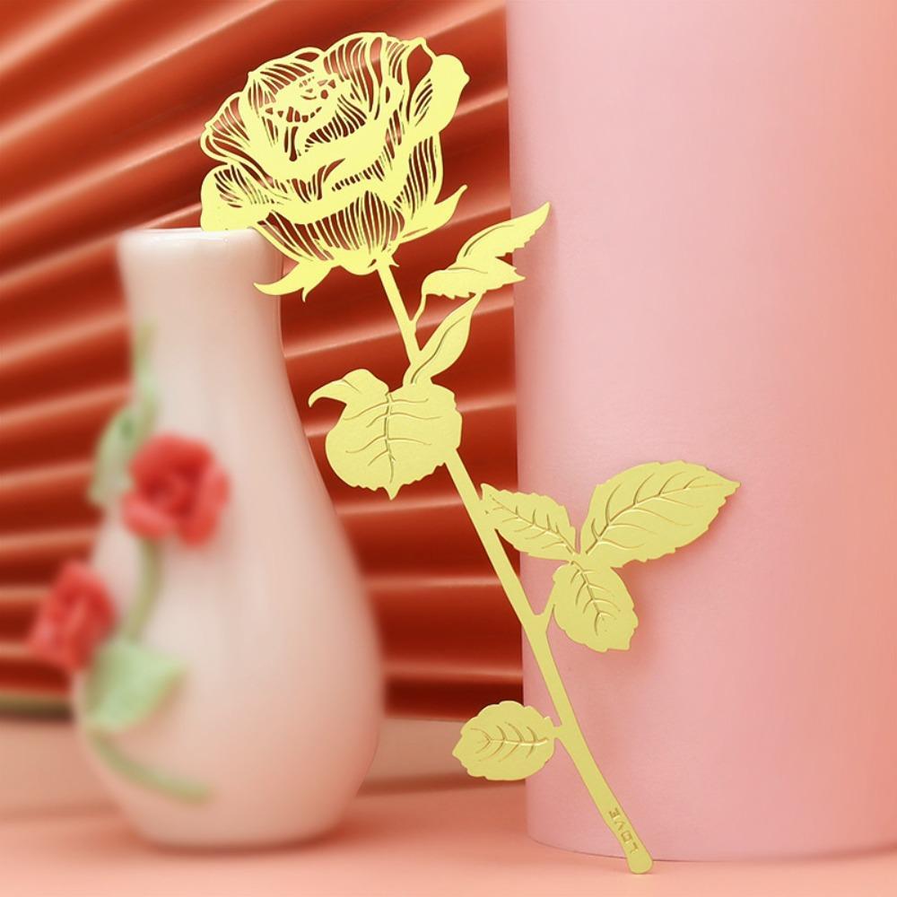 Rose Bookmarks Gift Box Flower Bookmark Student Stationery Gifts Unique Page Marker Book Page Holder Book Clip