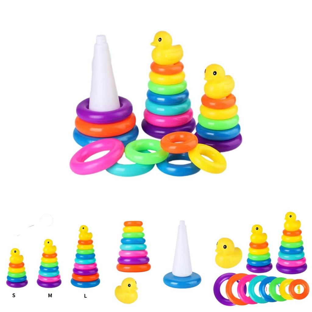 Jenga Rainbow Color Ring Stacking Tower Duck Tub Play Toys Baby Development