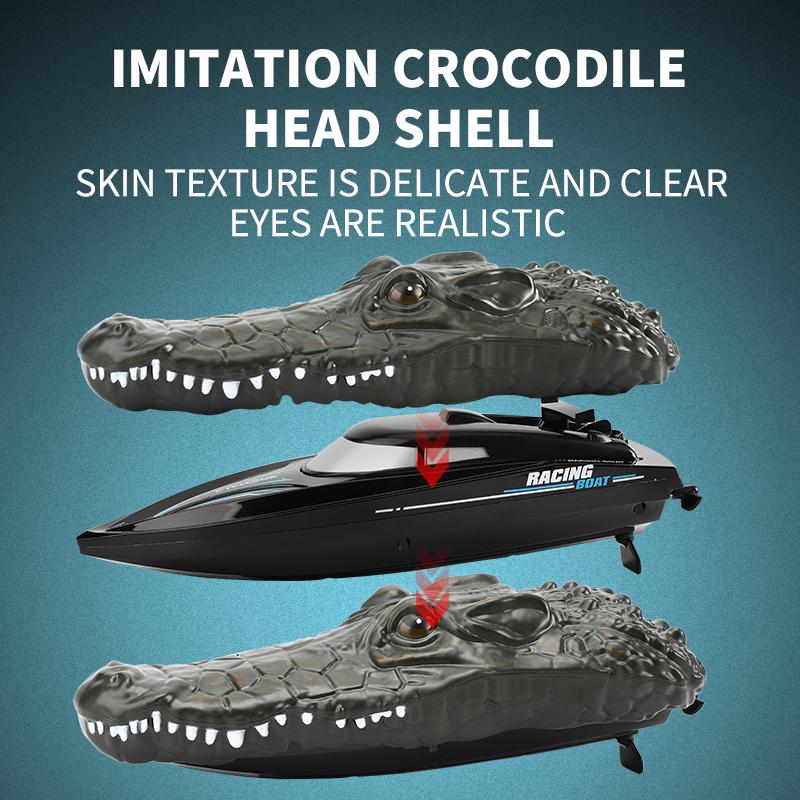 Non-Toxic Rc Boat Remote Control Toy Animal Floating Crocodile Boat Radio Controlled Speedboat Outdoor Game Children Toys For Kid Children Gfit