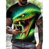New 3D Printing Snake Graphic T Shirts For Men Summer Short Sleeve Round Neck Casual Tee Tops Mens Hip Hop T-Shirt Streetwear