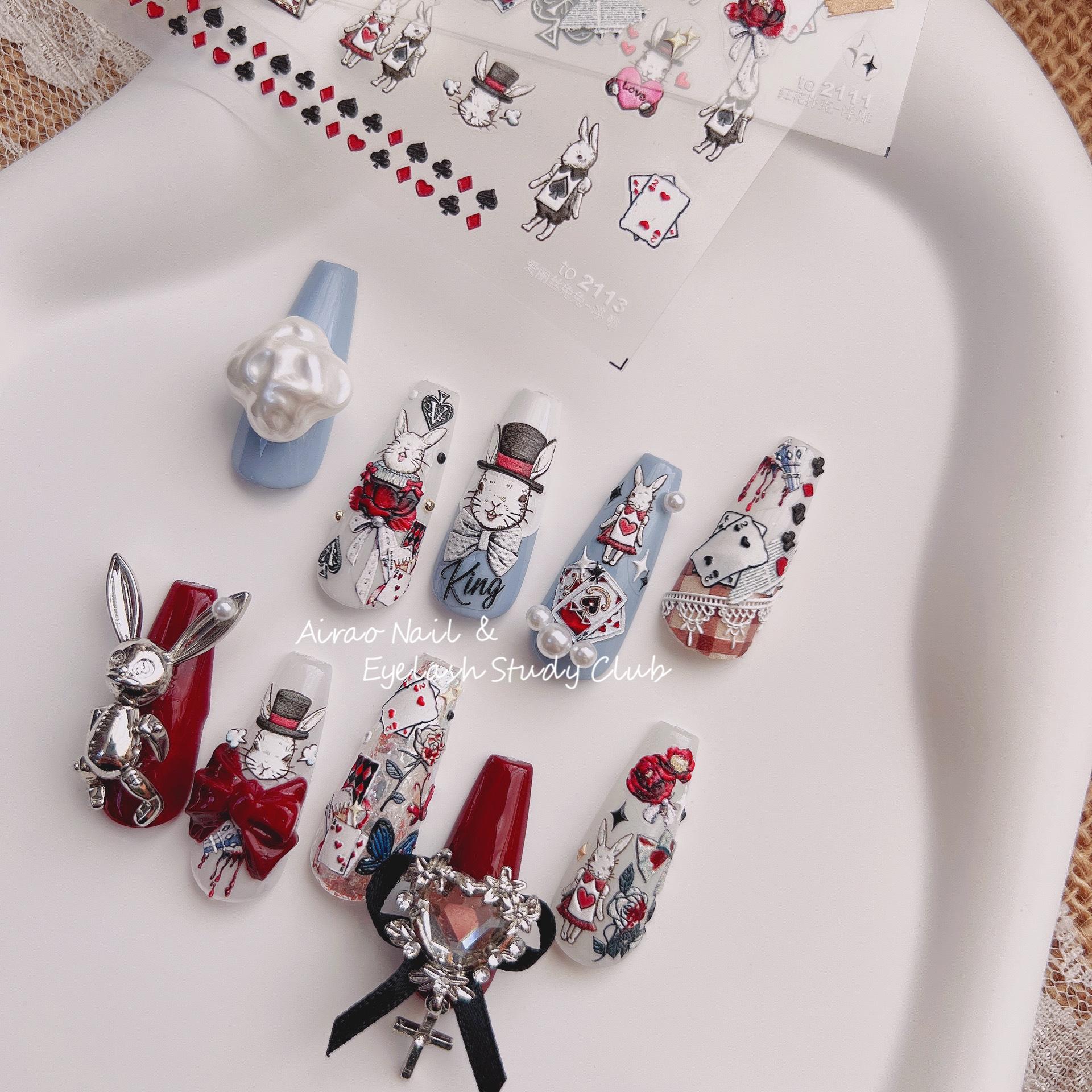 Темный кролик рельефная наклейка для ногтей украшение для ногтей своими руками креативное — фото 3