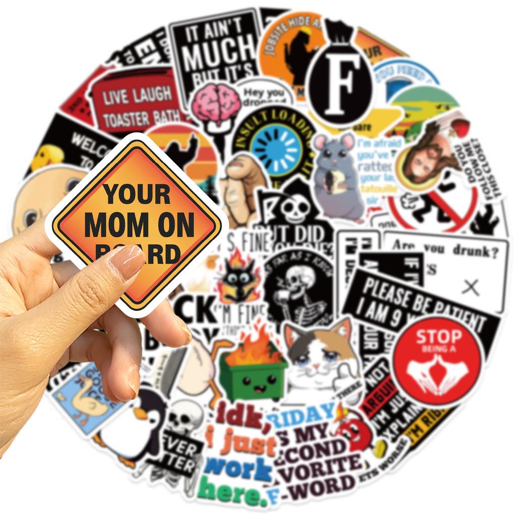 50 Pieces Cartoon Prank Meme Graffiti Stickers - Waterproof PVC DIY Decals for Guitars, Phone Cases & Water Cups