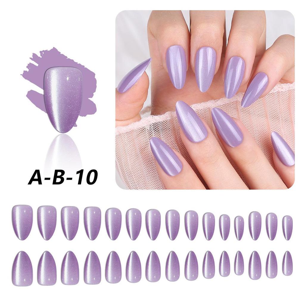 Solid Color Cat Eye Detachable False Nails - Water Drop Style (30 Pieces)