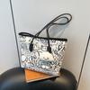 Chic 2026 Graffiti Print Faux Leather Tote Bag for Women, Spacious Casual Shoulder Handbag, Trendy Daily Commute Underarm Bag CLE