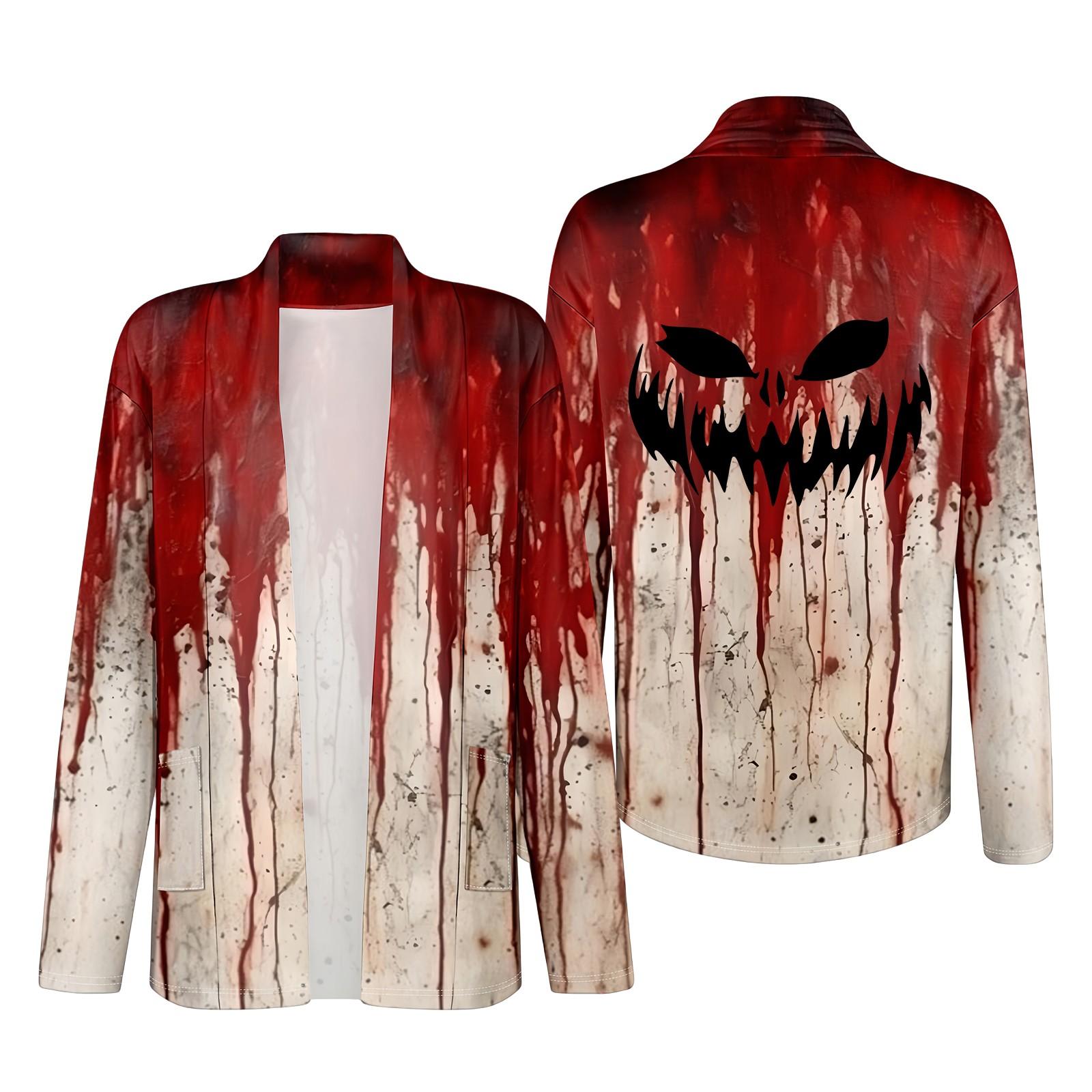 

Women s Long Sleeve Cardigan V Neck Fashion Halloween Printed Shirt Lightweight Casual Loose Thin Cardigans With Pockets M