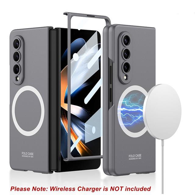 Magnetic Wireless Chargers For Samsung Galaxy Z Fold 4 Case Glass Film Screen Protector Matte Hard Cover