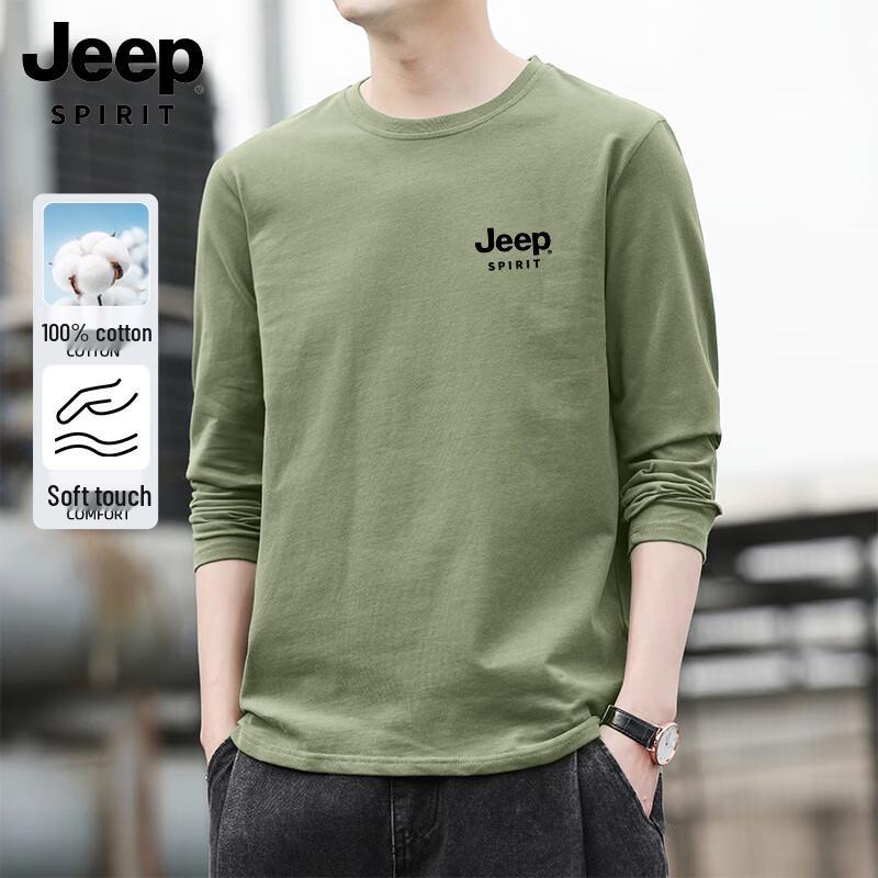 JEEP SPIRIT Men s Heavyweight Long-Sleeve Round Neck T-Shirt M