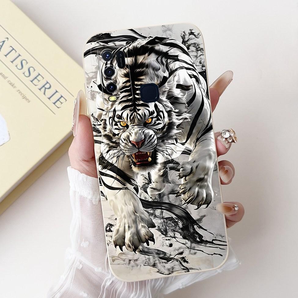 For Vivo Y30 1938 Case Y50 1935 Luxury Flowers Kawaii Cute Funny Painted Silicone Shockproof Phone Case For Vivo Y50 Back Cover