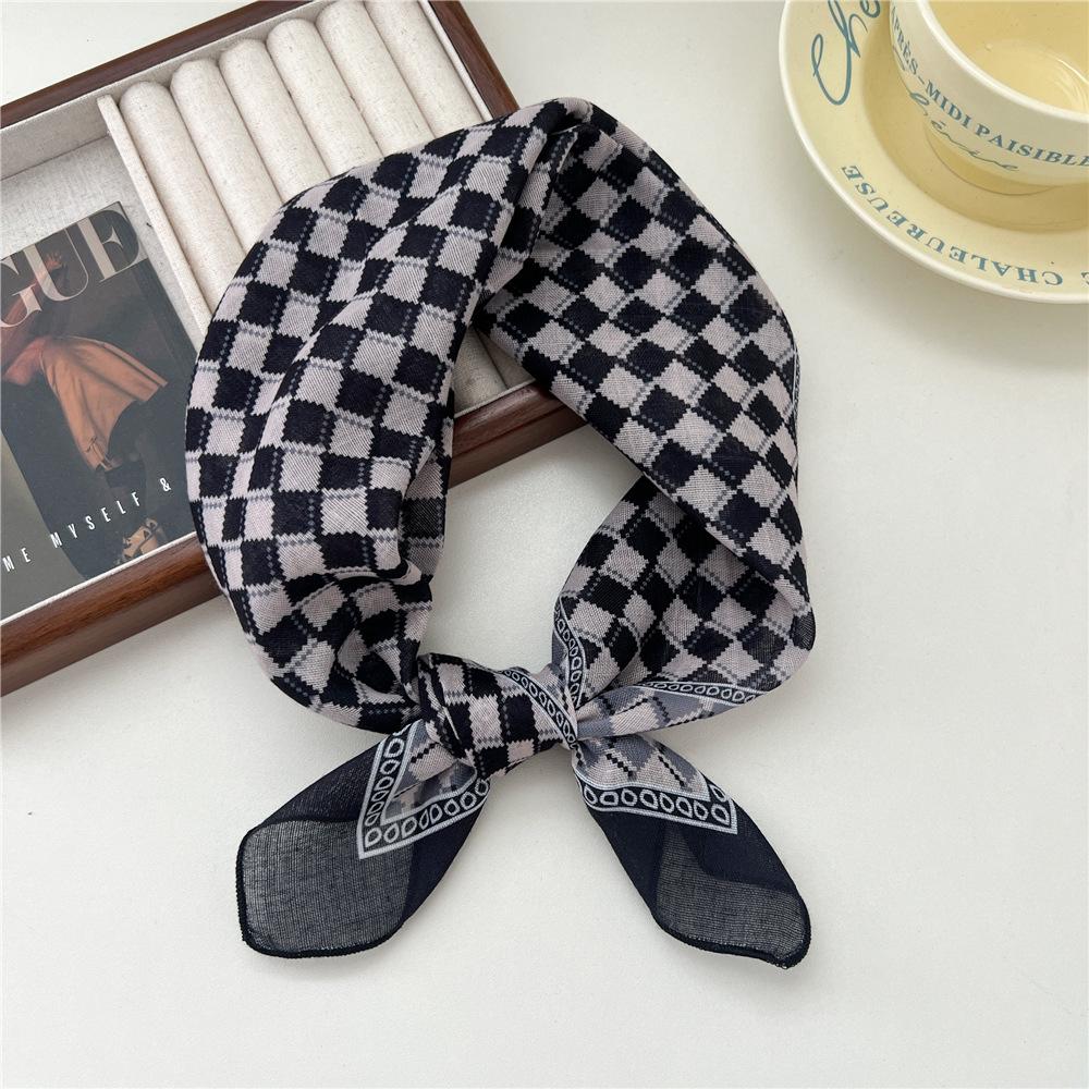 Liten fyrkantig scarf i bomull och linne Sidenhalsduk Dam Vår och höst Ny stil Konstnärlig och mångsidig Mode Temperament Huvudband Scarf