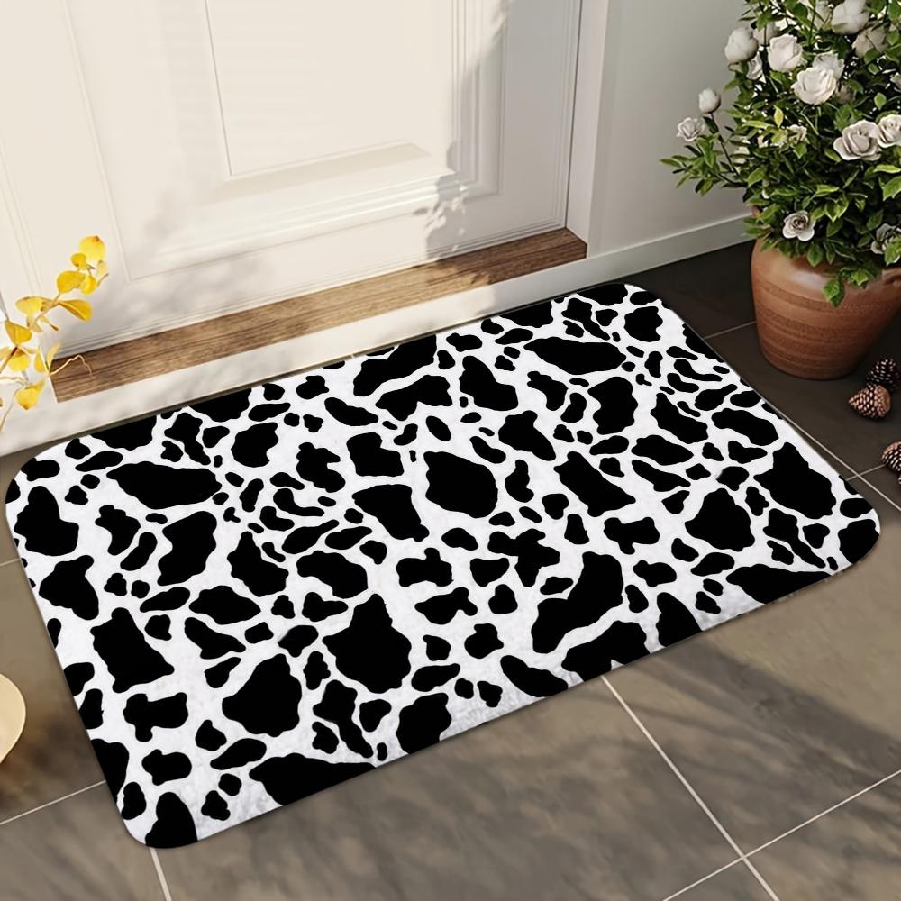 1pc Cow Animal Print Bathroom Absorbent Mats Anti-Slip Mats Home Decor Supplies Carpets Home Kitchen Floor Mats