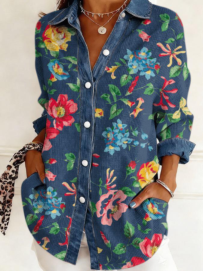 2026 European-American Patchwork Floral 3D Print Women's Spring Cardigan