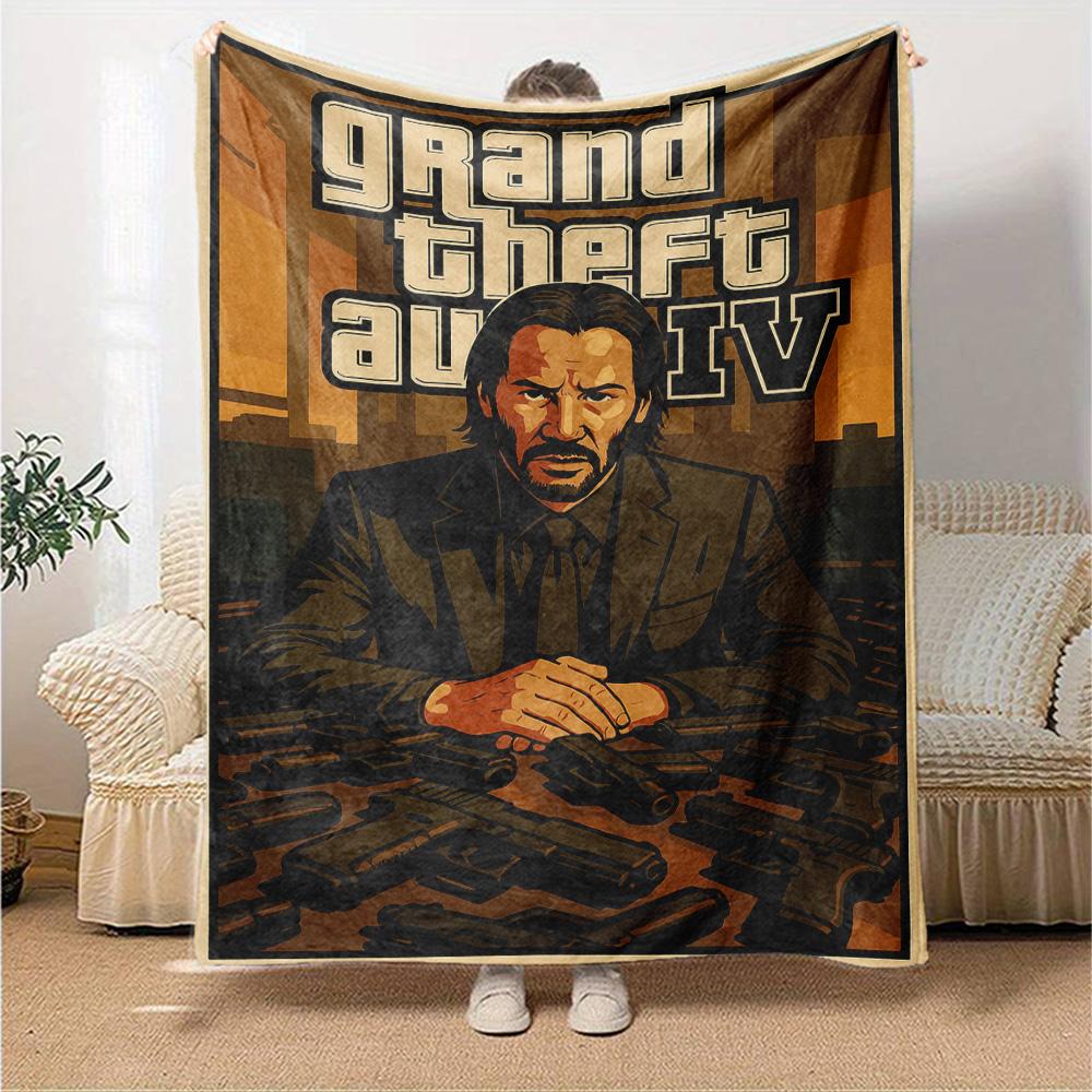 Gta Blanket Warmthful Decor Perfect for Sofa Bed Office for All Seasons Digital Print Suitable for Gifting Relatives and Friends