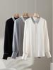 Women's 22 Momme Silk Color Block Shirt - Long Sleeve, Single-Breasted, Loose Fit, Slimming, New Spring/Summer 26 Arrivals.