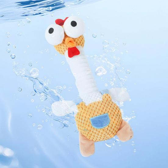 Pet Toy Extended Neck Chicken Design Plush Dog Toy Tug-of-War Soft Elastic Chewing Toy with Squeaky Sound Puppy Teething Relief Interactive Small Dog