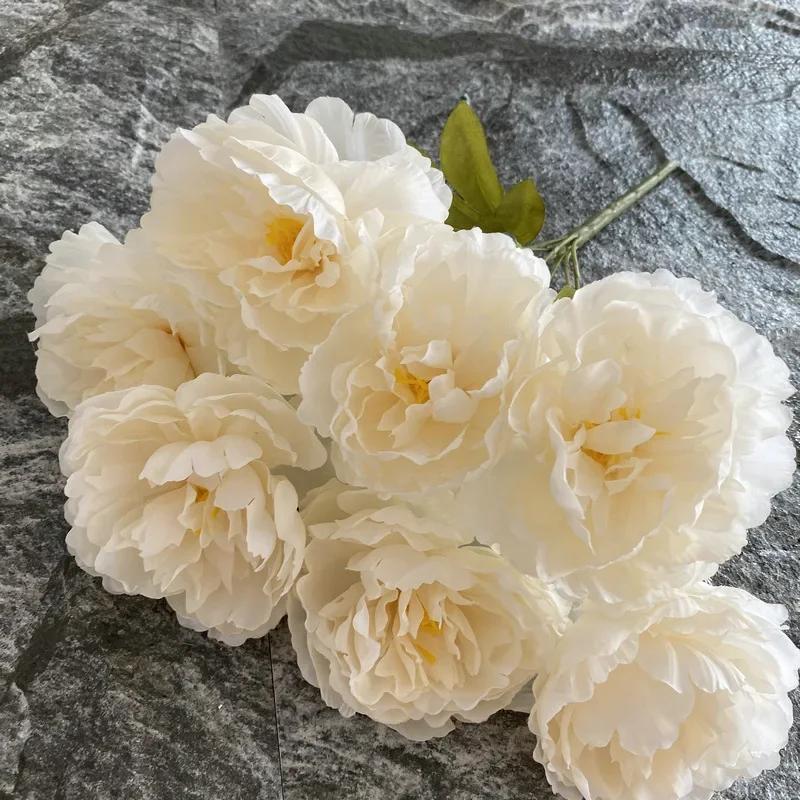 Simulation Seven Peony Silk Flowers Bouquet Home Living Room Table Decoration Wedding Decoration Artificial Flowers Fake Flower