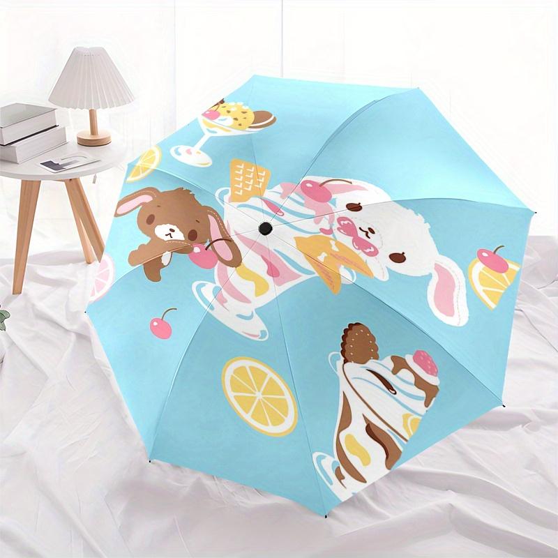 Sugar Bunnies Automatic Open/Close Umbrella-Cute Umbrella with Cute Design, Portable 3-Fold Compact Umbrella for Men & Women, Halloween Chri