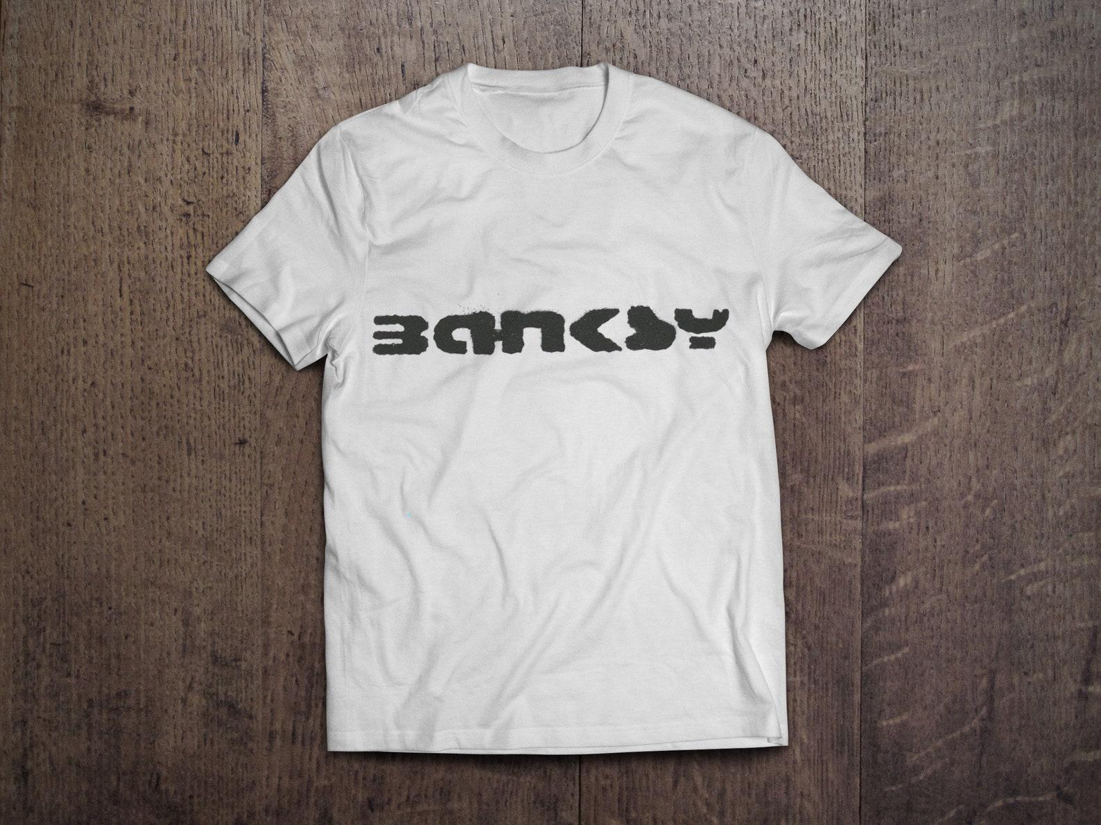 Banksy Signature Tag Graffiti / Heavyweight cotton unisex T shirt with print tee top 3XL
